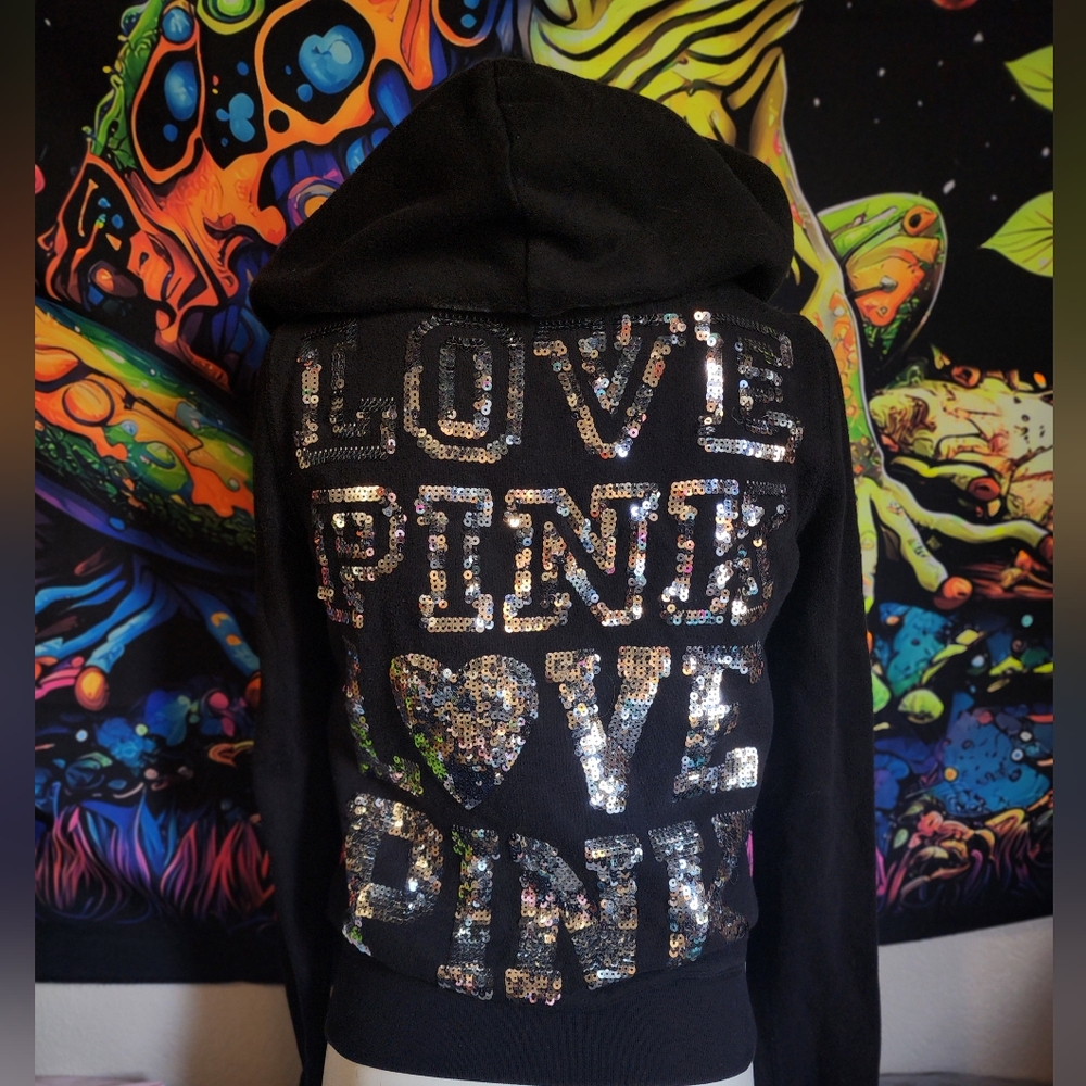Victorias secret Pink sequin bling hoodie Love Pink Love Pink size xs